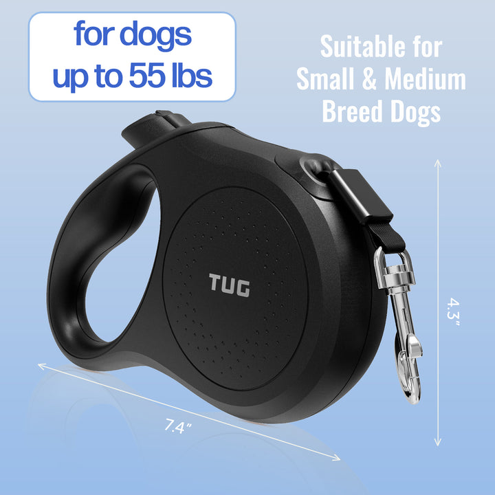 TUG Quest Retractable Dog Leash | 360° Tangle-Free Retraction | 16 ft Strong Nylon Tape