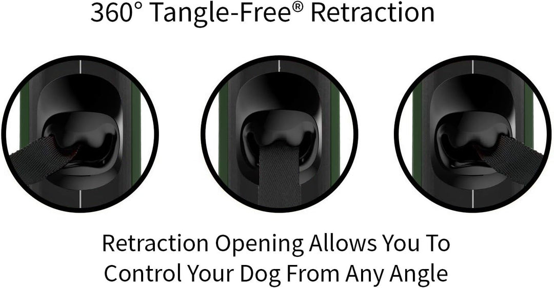 TUG Oval 360° Tangle-Free Retractable Dog Leash | Flashlight Included | Integrated Waste Bag Dispenser Pocket