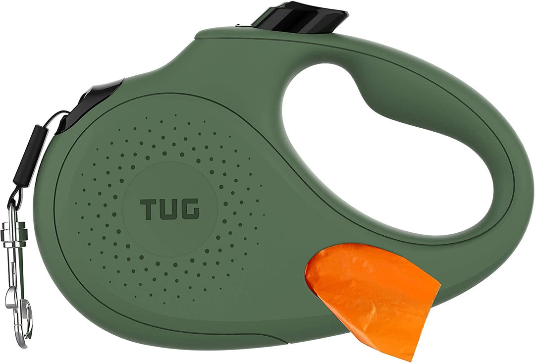 TUG Oval 360° Tangle-Free Retractable Dog Leash with Integrated Waste Bag Dispenser