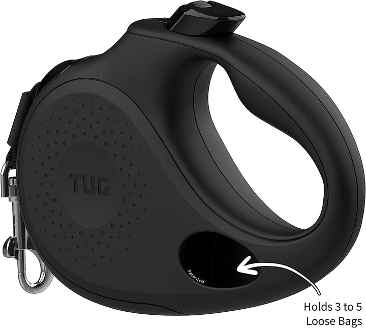 TUG Oval 360° Tangle-Free Retractable Dog Leash | Flashlight Included | Integrated Waste Bag Dispenser Pocket