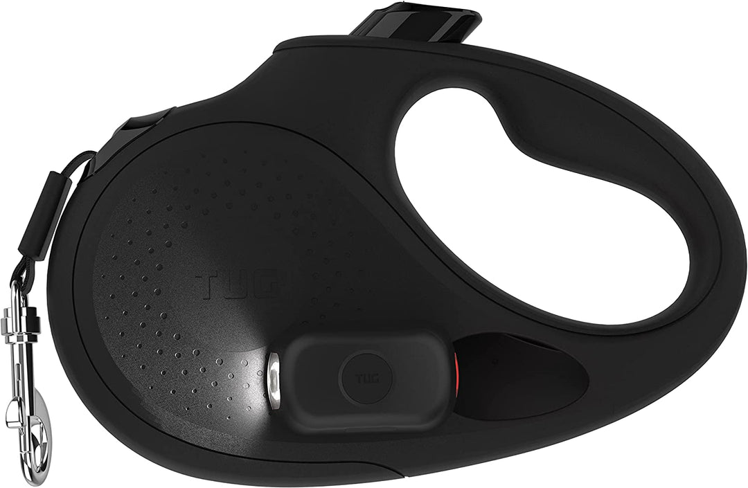 TUG Oval 360° Tangle-Free Retractable Dog Leash | Flashlight Included | Integrated Waste Bag Dispenser Pocket