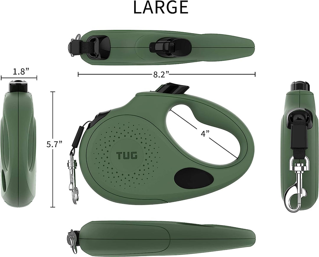 TUG Oval 360° Tangle-Free Retractable Dog Leash with Integrated Waste Bag Dispenser