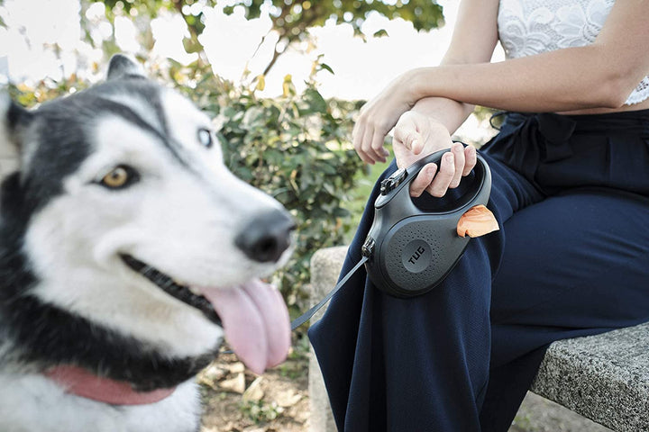 TUG Oval 360° Tangle-Free Retractable Dog Leash with Integrated Waste Bag Dispenser