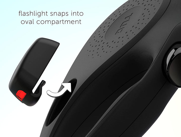 TUG Oval 360° Tangle-Free Retractable Dog Leash | Flashlight Included | Integrated Waste Bag Dispenser Pocket