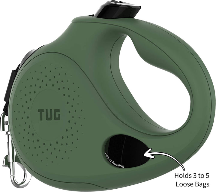TUG Oval 360° Tangle-Free Retractable Dog Leash with Integrated Waste Bag Dispenser