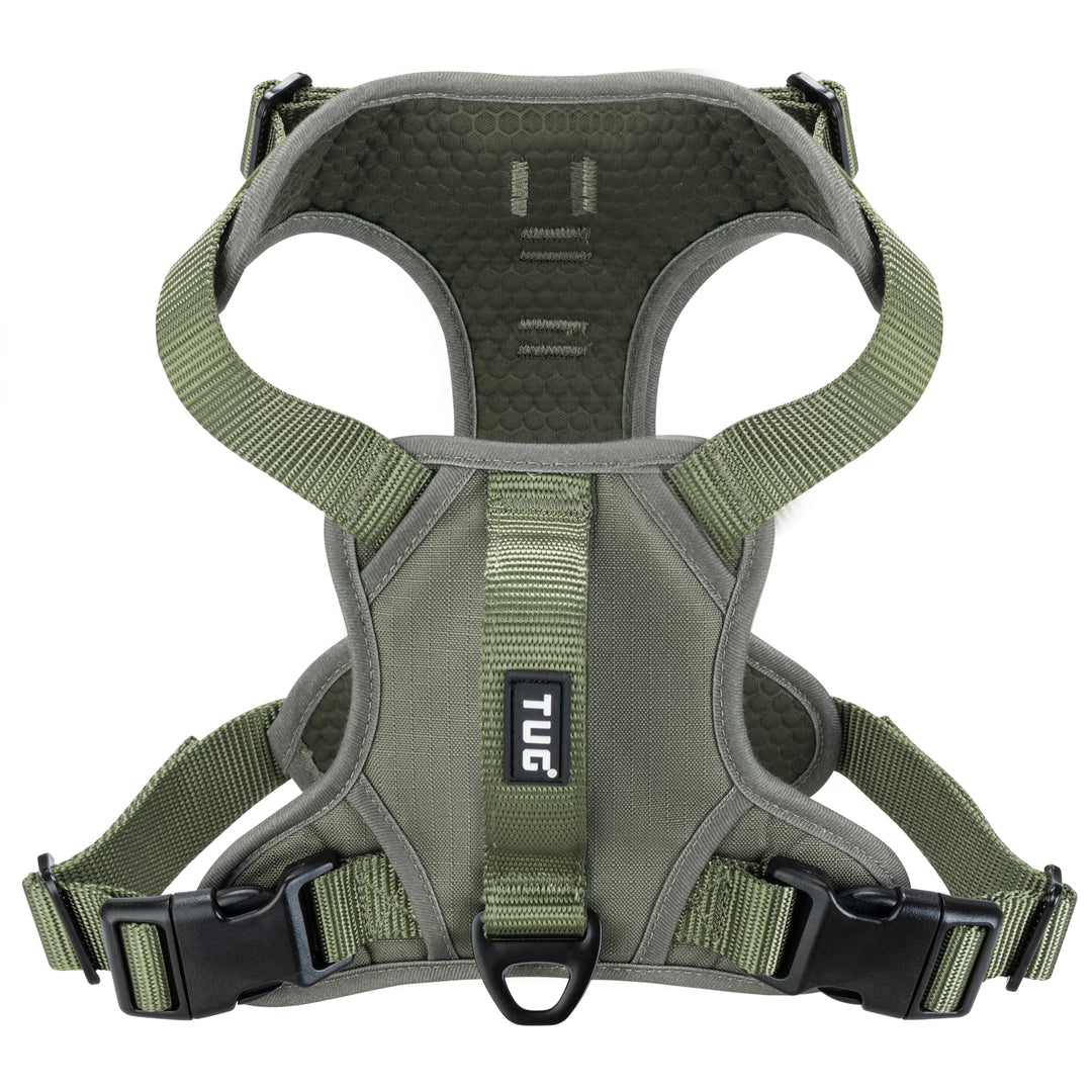 TUG Dog Harness with 2 Leash Connection Points | Adjustable, Padded, Lightweight Harness | Handle on Back | No-Pull Front Clip