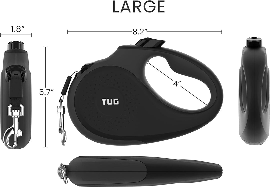 TUG 360° Tangle-Free Original Retractable Dog Leash | One-Handed Brake, Pause, Lock | Anti-Slip Grip