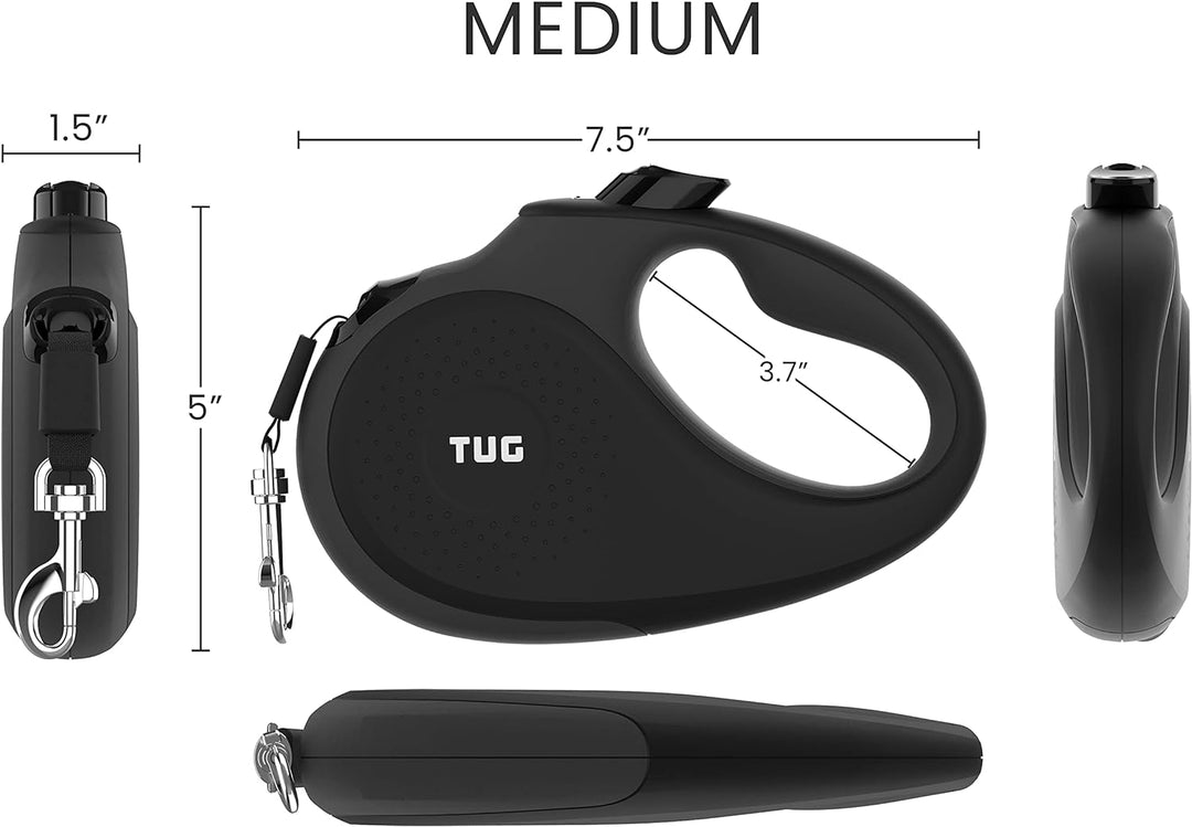 TUG 360° Tangle-Free Original Retractable Dog Leash | One-Handed Brake, Pause, Lock | Anti-Slip Grip