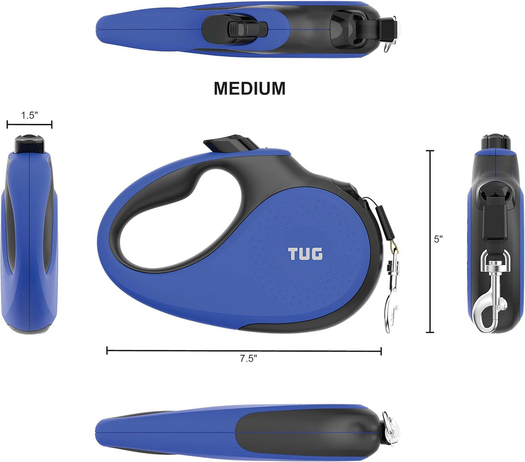 TUG 360° Tangle-Free Original Retractable Dog Leash | One-Handed Brake, Pause, Lock | Anti-Slip Grip