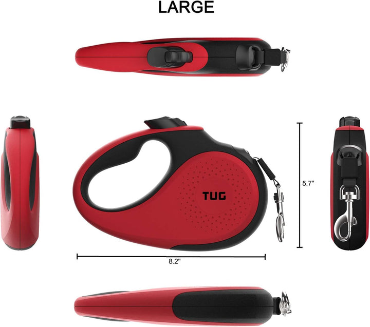 TUG 360° Tangle-Free Original Retractable Dog Leash | One-Handed Brake, Pause, Lock | Anti-Slip Grip