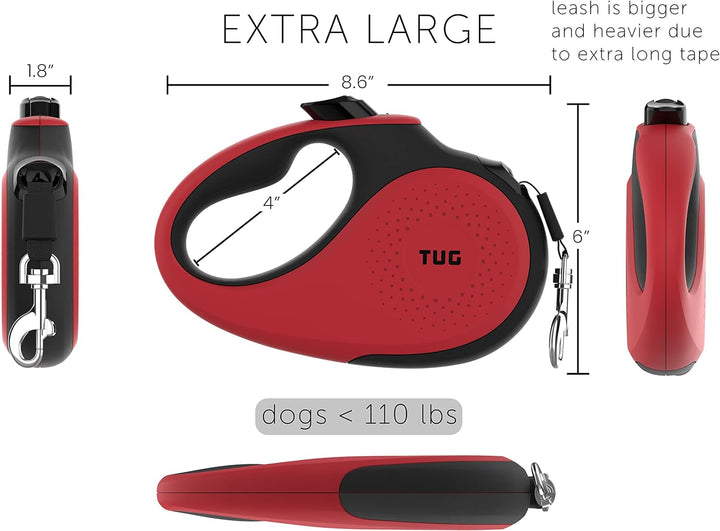 TUG 360° Tangle-Free Original Retractable Dog Leash | One-Handed Brake, Pause, Lock | Anti-Slip Grip