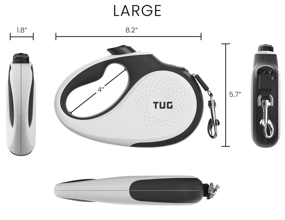 TUG 360° Tangle-Free Original Retractable Dog Leash | One-Handed Brake, Pause, Lock | Anti-Slip Grip
