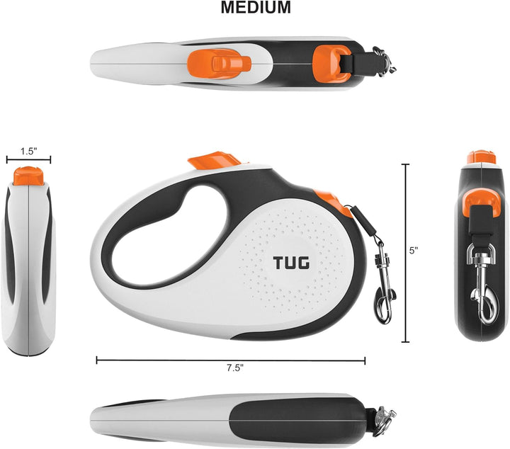 TUG 360° Tangle-Free Original Retractable Dog Leash | One-Handed Brake, Pause, Lock | Anti-Slip Grip