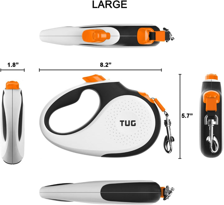 TUG 360° Tangle-Free Original Retractable Dog Leash | One-Handed Brake, Pause, Lock | Anti-Slip Grip