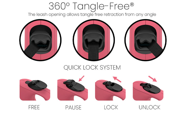 TUG Monochrome 360° Tangle-Free Retractable Dog Leash