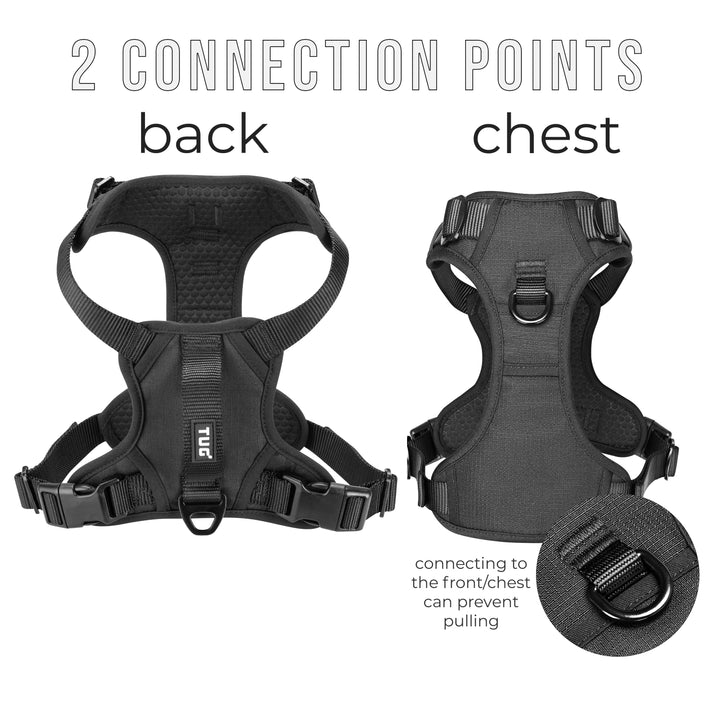 TUG Dog Harness with 2 Leash Connection Points | Adjustable, Padded, Lightweight Harness | Handle on Back | No-Pull Front Clip