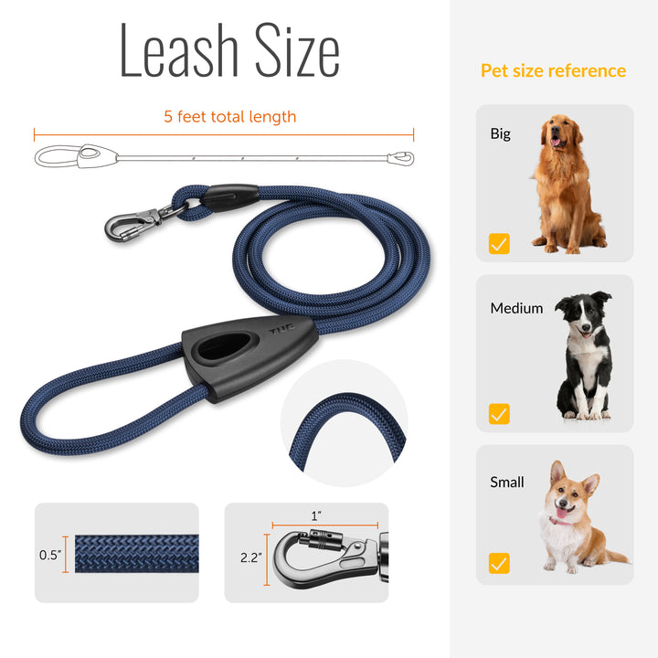 Oval Rope Leash with Integrated Bag Compartment